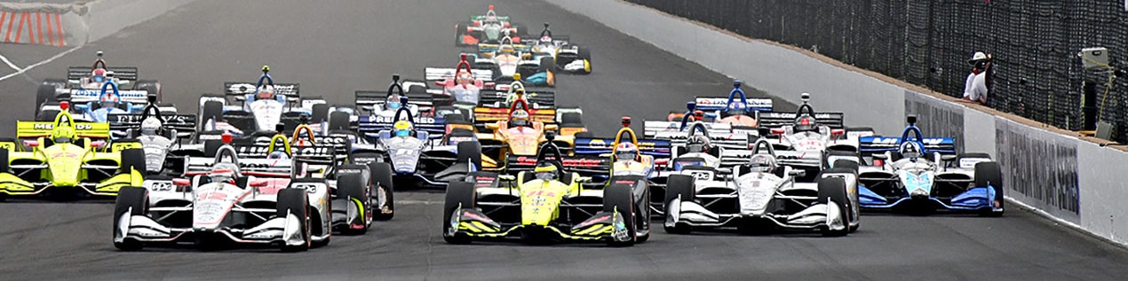 indy cars racing to through the start line Miami