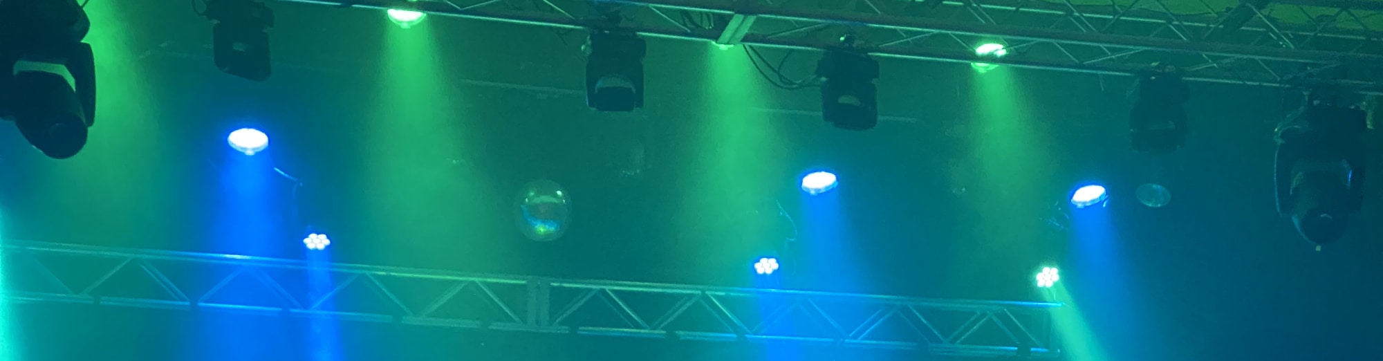 blue and green theater stage lights Miami